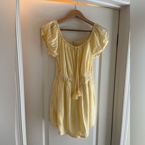 American Eagle Yellow and white striped romper medium